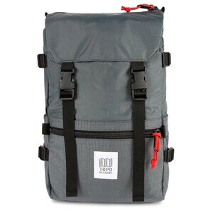 Topo Designs Rover Pack – Gray Backpack w/ Red Paracord Pulls